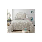 Flowers Tek Kişilik Yatak Örtüsü Seti 180x240cm - Volanlı Yastıklı%100 Polyester Modern Dekoratif Bej Beyaz