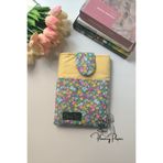 Flowery Paper Sarı Çiçek Kitap Çantası,Kılıfı Kitap Ayracı Book Cover Pamuklu Kumaş, 500 sayfa
