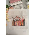 Flowery Paper Vintage Kitap Model Baskılı Pamuklu Ham bez Çanta