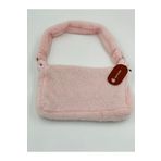 fluffy Baby Pink / Toz Pembe Peluş Omuz Ve El Çantası Halkalı Baget