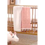 Fluffy Bebek Battaniyesi 80x100 Solid Pembe Kundak Puset Çift Taraflı Koyun Tüyü Battaniye 100x80