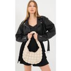 Fluffy Cluody Bag Cream Baget Kadın Kapitone / Quilted Puff El Ve Omuz Çantası Boy:25 En:35 Sap:60 Cm