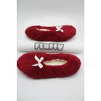 Fluffy Kadın Patik Terlik Katlanabilir Çantada Taşınabilir Ev Babeti Kaymaz Ses Yapmaz Taban - 00Kırmızı