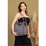fluffy Mute Bag Grey 00s Shopper Bag Fermuarlı Astarlı Okul Omuz Çantası (32/36)