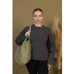 fluffy Mute Bag Light Green 00s Shopper Bag Fermuarlı Astarlı Okul Omuz Çantası (32/36)