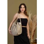 fluffy Mute Bag Stone / Taş 00s Shopper Bag Fermuarlı Astarlı Okul Omuz Çantası (32/36)