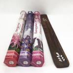 Flute Tütsü 3 Çeşit Bergamot, Menekşe, Lavanta ve Ahşap Tütsü Tutacağı Tütsülük - Çiçek Bahçesi - 3 Adet