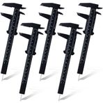 Flutesan 6 inç / 150 mm mini plastik kumpas çift ölçekli ölçüm aleti, dikdörtgen kumpas, hızlı okunan kayar ölçüm cetvel, kaş şablonu, makyaj, öğrenci, okul, ofis, ev için, siyah, 5 adet
