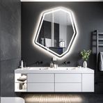 Fluxus Led'li Lazer Kumlamalı Lavabo & Banyo Aynası (Dokunmatik Sensörlü) beyaz led'li 70 x 60