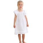 Flwydran Gecelik Kadın ve Kız Çocukları Uzun Kollu Yumuşak Aile Pijama Uzun Gece Kıyafeti Uyku Kıyafeti, Beyaz kısa kollu, 7-8 Jahre