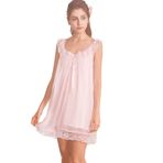 Flwydran Kadın Dantel Vintage Viktorya Dönemi Gecelik Bayan Kolsuz Uyku Elbisesi, Pembe, XL
