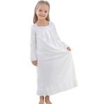 Flwydran Kızlar için Gecelikler, Uzun Vintage Yumuşak Pamuklu Çocuk Pijama Gecelikleri, Çocuklar için Tam Boy Gecelik 3-12 Yaş, beyaz, 7-8 Years