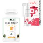 Flx Collagen Peptides 180 Tablet + Nevfix Vitamin D3 400 IU 20 ml Sprey