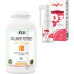 Flx Collagen Peptides 300 Tablet + Nevfix Vitamin D3 400 IU 20 ml Sprey