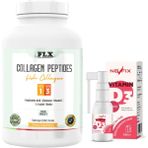 FLX Collagen Peptides Tip 1-3 Balık Kolajeni 300 Tablet & Nevfix Vitamin D3 Sıvı Sprey