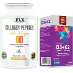 FLX Collagen Peptıdes Type 1/3 Balık Kollajeni Tip 1-3 1000 Mg 90 Tablet+Vitamin D3 K2 20 ml