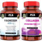 Flx Collagen Tip-1 Tip-2 Tip-3 Hyoluronic Asit Vitamin C 60 Tablet & Magnezyum Magnesium Elementleri Complex 400 Mg 60 Tablet