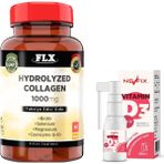 FLX Hidrolize Kollajen Collagen Coenzyme Biotin Selenium Magnezyum 60 Tablet & Nevfix Vitamin D3 Sıvı Sprey