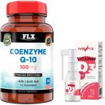 FLX Koenzim Alfa Lipoik Asit Lkarnitin Coenzyme Q10 60 Tablet & Nevfix Vitamin D3 Sıvı Sprey