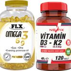 Flx Omega 3-6-9 Balık Yağı 180 Softgel & Nevfix Vitamin D3-K2 120 Tablet