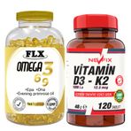 Flx Omega 3-6-9 Balık Yağı 180 Softgel & Nevfix Vitamin D3-K2