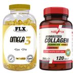 Flx Omega 3 Balık Yağı 180 Softgel & Nevfix Collagen Glutation Hyaluronic Acid Vitamin C 120 Tablet