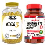 Flx Omega 3 Balık Yağı 180 Softgel & Nevfix Vitamin B12 1000 Mcg 120 Tablet