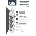 Fly 3393-01 3 Soket 2 USB 2.1A Anahtarlı 2 m Beyaz Kablo Akım Korumalı Priz