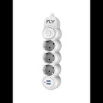 Fly 3393-01 3 Soket 2 USB 2.1A Anahtarlı 2 m Beyaz Kablo Akım Korumalı Priz