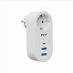 Fly 3400-01 1 Soket 2 USB 1 Type-C 2.1 A Beyaz Akım Korumalı Priz