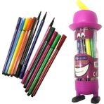 Fly Color 12 Renk Yıkanabilir Keçeli Kalem Ayaklı Figürlü Kutulu - Pembe