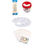 Fly Color Bristol Karton 210 gr 10'lu + Fırça Seti + Sulu Boya Kabı + Resim Paleti Sanat Boyama Seti