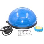 FLY FLU denge topu çalıştırıcı, yarım küre denge egzersiz aleti, çekme bantlı, hava pompası dahil, çift taraflı kullanılabilir, yoga topu, pilates topu, mavi