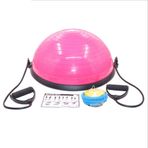 FLY FLU denge topu çalıştırıcı, yarım küre denge egzersiz aleti, çekme bantlı, hava pompası dahil, çift taraflı kullanılabilir, yoga topu, pilates topu, pembe