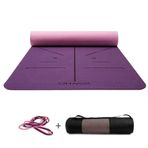 FLY FLU Yoga matı, egzersiz için yoga matı, TPE fitness matı, çok amaçlı, pilates, karın germe, ev jimnastiği, erkek ve kadınlar, 183 x 66 cm, mor-8 mm