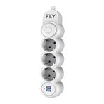 Fly Racing FLY 3393 Termal Akım Korumalı, Çocuk Korumalı, 2 X USB, 2Mt Uzatma Kablosu 3'lü Priz, Beyaz