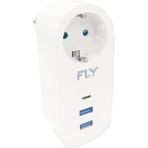 Fly Racing FLY 3400 Termal Akım Korumalı, Çocuk Korumalı, 2 x USB Type-C, 1 X USB Type-C, Tekli Priz, Beyaz