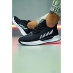 FLY STEP Hafif Esnek Ortopedik Günlük Triko Sneaker Spor Koşu Ve Yürüyüş Ayakkabısı Beyaz Siyah 40