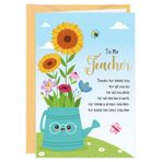 FLYAB Ayçiçeği Öğretmeni Takdir Kartı - 14 cm x 20 cm Zarflı En İyi Öğretmen Olmak İçin Altın Folyo Tasarım Öğretmen İçin Teşekkür Kartı Yıl Sonu Hediye Kartı Kadın Erkek Öğrencilerden Çocuklar İçin
