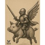 Flyin'Pig - The pig rider knight, Letter, Ruled(Lined): Vintage paper background riding knight sketch simple notebook,110 ruled pages