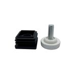 Flyshop 4 Set M8 Dişli Ayarlanabilir Yükseklik 13 mm ila 25 mm, Beyaz Mobilya Düzleştirici Masa Sandalyesi Tesviye Ayakları Siyah Plastik Boru Ek Takımları, Kare, 30 x 30 mm