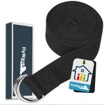 FlyWave Premium Yoga Kayışı, Dayanıklı Pamuklu Yoga Kemeri, Metal D Halkalı, Esneklik ve Fitness için Çok Fonksiyonlu Yoga Kayışı, Yeni Başlayanlar ve İleri Düzeyler Yoga meraklıları için, 3,8 x 183