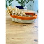 Flz Life Hasır, Jüt, Sepet, Dolap İçi, Çocuk Odası, Düzenleyici, Saklama Sepeti, Ekmek Sepeti,30X20X10 - 25 x 25 - Krem - Turuncu