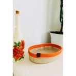 Flz Life Hasır, Jüt, Sepet, Dolap İçi, Çocuk Odası, Düzenleyici, Saklama Sepeti, Ekmek Sepeti,30X20X10 - 25 x 25 - Turuncu