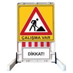 FM Trafik 150x90 cm Katlanır Uyarı Levhalı Bariyer Çalışma Var