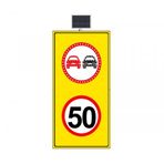 FM Trafik 70 km/h LED'li Sarı Zemin 1000x2040 mm Sollama Yasak LED'li Hız Limiti