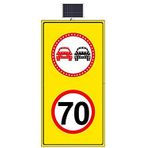 FM Trafik 70 km/h LED'siz Sarı Zemin 1000x1750 mm Sollama Yasak LED'li Hız Limiti