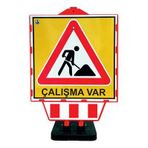 FM Trafik 90x60x48 cm Katlanır Uyarı Levhalı Bariyer Çalışma Var
