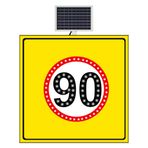 FM Trafik Sarı Zemin 1000x1000 mm Güneş Enerjili Hız Limiti 90 Km/H