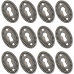 FMHXG 12 adet çekmece anahtar parçası 35x23MM çinko alaşımlı Oval parça dolap kabartmalı anahtar deliği kapağı ahşap kutu dekoratif köşe antika anahtar deliği kapağı şifonyer dolap masası çekmece